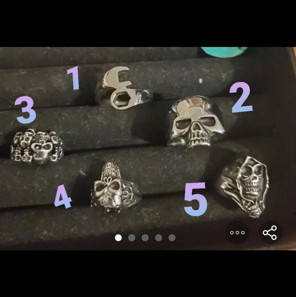 skull biker men rings size 9 _15